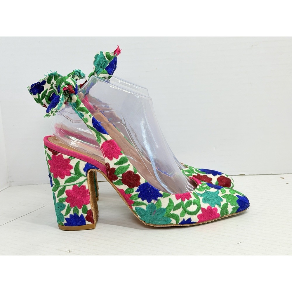 Free People Tapestry Dazzle Dazzle Heel Women's 8.5 Multi Floral Bow Slingback